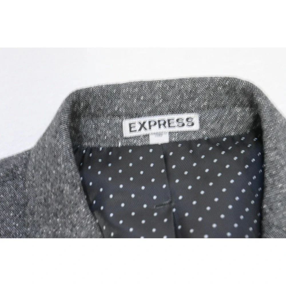 Express Blazer Men 36S Grey Textured Elbow Patches Two Button Excellent